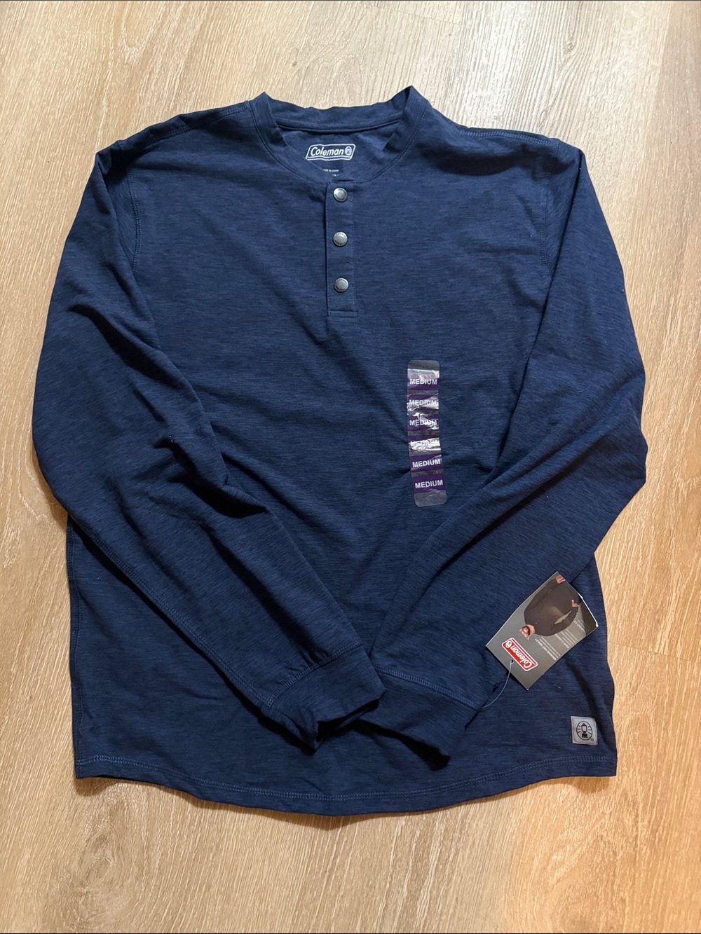 Coleman Navy Long-Sleeve Henley with Button Placket